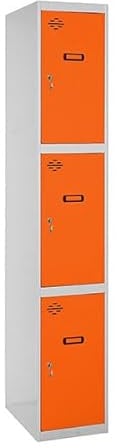 PROREGAL Spind AMEGO | HxBxT 180x30x50cm | 3 Abteile | Grundmodul | Grau-Orange | Schließfach Garderobe