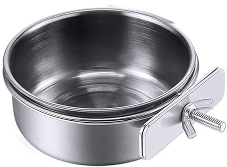 Bird Feeding Dish Cups Parrot Food Bowl Clamp Holder Cage Cup For Parakeet African For Grey Conures Cockatiels Lovebird Bird Feeding Cups Parrot Removable Stainless Steel Bowl Clamp Holder Birds Food