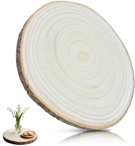 Euablfo holzscheiben 30-35cm, baumscheiben mit Rinde, holzscheibe deko, baumscheibe Große, Log Ohne Loch holzplatte rund für DIY Basteln