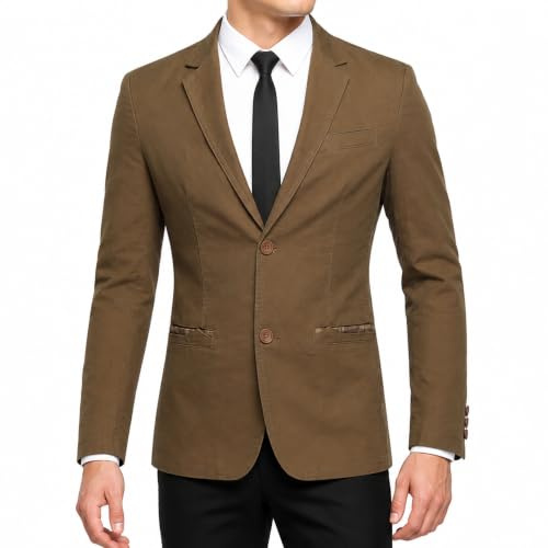 Allthemen Blazer Vintage en Coton Homme Veston Jacket Slim Blouson Suit | Col Revers,Business Clouleur Uni,Decontrancte 2 Boutons,Sportive Legers,Printemps Et l'Automne,Trois Poches,Pas De Repassage