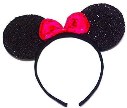 La Peach Fashions Gorgeous Attractive Sparkly Mouse Ear Alice Band Fancy Dress Head Band Hen Party Alice Band Beautiful Colours (Black)