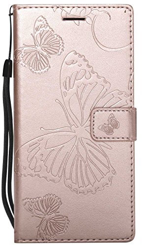 DENDICO Cover per Huawei P20 PRO, Pelle Portafoglio Custodia per Huawei P20 PRO Custodia a Libro con Funzione di appoggio e Porta Carte di Credito - Oro Rosa