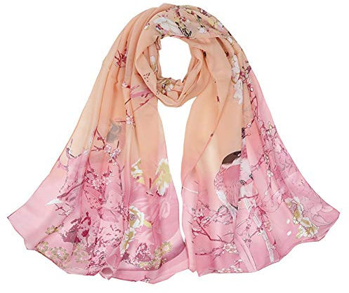 Dancila Écharpes en soie pour femme imprimé floral écharpe en mousseline de soie écharpe foulards envelopper choker 155 * châles 50 cm écharpe, 9., 155 * 50 cm
