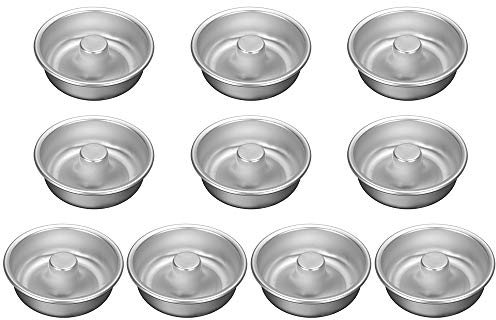 Kslong Lot de 10 moules simples pour beignets, alliage d'aluminium anodisé, antiadhésif, moule à beignets bricolage, outils de cuisson pour muffins, cupcakes