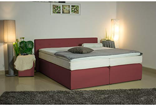 PAARA Boxspringbett mit 90 cm niedrigem Kopfteil, Ideal für Dachschrägen, Fenster usw. | Antirutsch-Matten | Inkl. Taschenfederkern Matratzen und Kaltschaum Topper | Komplettset | 200 x 200 cm