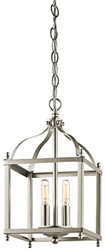 Licht-Erlebnisse Exquisite Hängeleuchte THOREN Nickel eckig verstellbar Rustikal Design Lampe 2-flmg Esszimmer Wohnzimmer