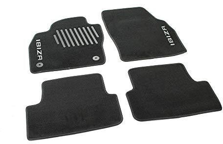 Seat 6F1061675041 Trail Textil Fußmatten 4X Stoffmatten Velours Matten Schwarz, mit Ibiza Schriftzug