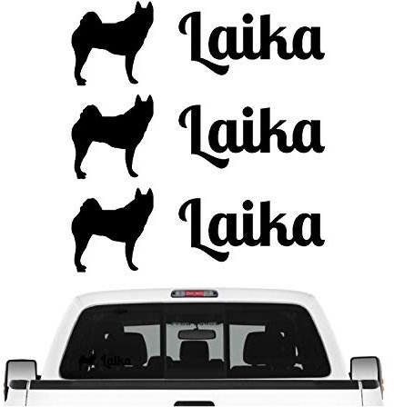 siviwonder Laika Russland Spitze Aufkleber 3er Set Hundeaufkleber Hundemotiv Hund Folie Farbe Schwarz, Größe 10cm
