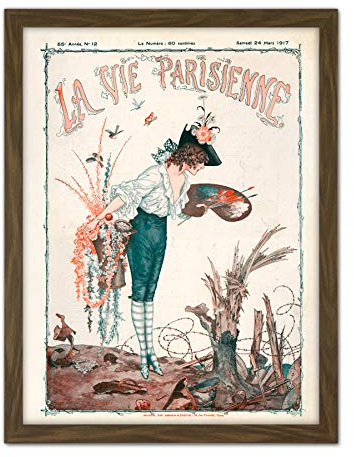 Artery8 La Vie Parisienne Spring 1917 WW1 Trench Magazine Cover Artwork Framed Wall Art Print 18X24 Inch Frühling Cover der Zeitschrift Startseite Wand