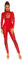 Koucla Highcollar Wetlook Lederlook Lack Optik Catsuit Overall mit Schnürung (Rot, L)