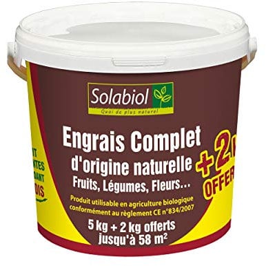 Solabiol SOCOMP5P Engrais Complet 5 Kg + 2 Kg Offerts | Double Action : Effet « Starter » et Durable