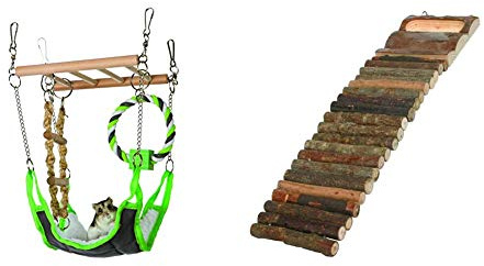 TRIXIE 6298 Hängebrücke, 17 × 22 × 15 cm & 6106 Natural Living Hamsterleiter, 7 × 27 cm