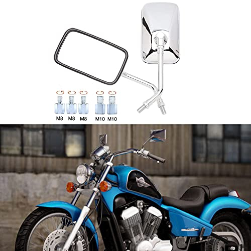 M8 M10 Motorrad spiegel mit Packung Schraube, Chrom Rechteck moto Rückspiegel für Bobber ATV Street Bike Cruiser Chopper