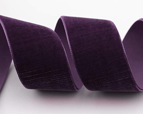 finemark 3 m x 36 mm Samtband Pflaume (581 Plum) Dekoband Lila Violett Velour einseitig Samt festkantig Velvet Ribbon zum nähen dekorieren