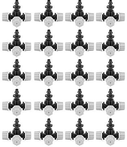 20PCS Micro Atomizing Nozzle Cross Misting Sprinkler mit Widerhaken-Anschluss Gartenbewässerungszubehör Bewässerungsarmaturen