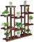 GOPLUS Scaffale Portafiori in Legno, 5/6/7 Ripiani, Scaffali Porta Piante, Design Raffinato, in Legno Massiccio, per Interni, Esterni, Giardino, Serra (125x25x114 cm (6 Ripiani))