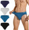 INNERSY Mens Briefs Underwear Multipack Midi Hipster Underpants Cotton Viscose Pants Pack of 4 (L, Black/Blue/Grey/Navy)