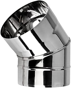 Fumio Coude pour tuyau de poêle, anti-pluie, pince à ressort, support mural, en acier inoxydable, diamètre : 180 mm (arc 45°)