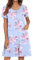 Ekouaer Damen-Hausmantel mit Reißverschluss vorne, kurze Ärmel, Bademantel, Kurzes Nachthemd mit Taschen, S-3XL, Hibiskusblüten, Medium