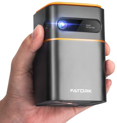 FATORK Mini Projector, 5G WiFi 6 Bluetooth Short Range Portable Projector HD 1080P DLP with Rechargeable Battery, 1G Memory, Support Portable Phone, Support iOS/Android/HDMI/USB