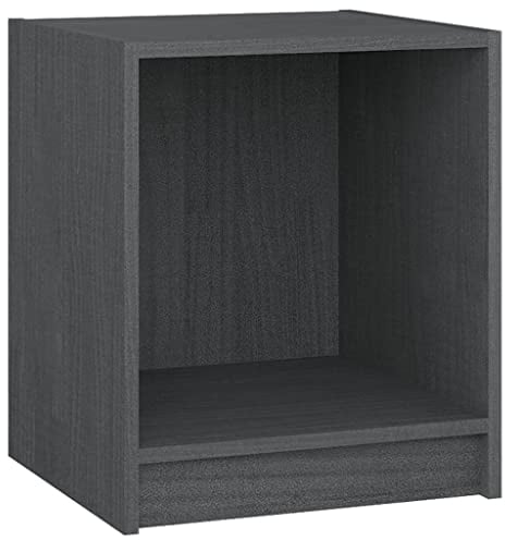 vidaXL Massivholz Kiefer Nachttisch Nachtschrank Nachtkonsole Nachtkommode Schlafzimmer Schrank Kommode Schlafzimmermöbel Grau 35,5x33,5x41,5cm