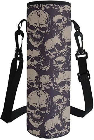 HUGS IDEA Isolierte Neopren-Wasserflaschenträger mit Schultergurt, totenkopf, L, Taschen-Organizer