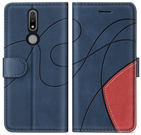 KKEIKO Hülle für Nokia 2.4, PU Leder Schutzhülle für Nokia 2.4, Kratzfestes Brieftasche Handyhülle mit Kartenfächern, Blau