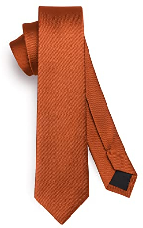 HISDERN Herren Krawatte Orange Schmale Einfarbig Seide Krawatten für Herren Klassische Formelle Elegante Schlipse Hochzeit Party Business Krawatte 6cm