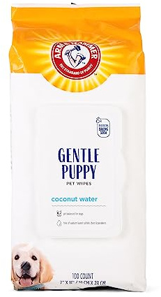 Arm & Hammer Dog Grooming Wipes, Deodorizing Dog Cleaning Wipes with Coconut Water, Gentle for Dogs and Puppies, Paraben and Sulfate Free Formula, Light Coconut Scent, 100 Count
