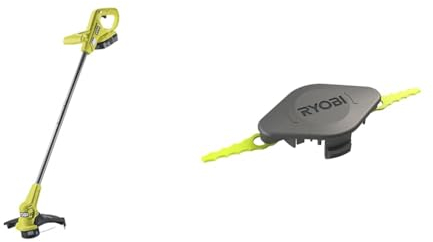 Ryobi Coupe Bordures - Dresse Bordures 18V OnePlus - sans Batterie ni Chargeur - RY18LT23A-0 & Tête Double Lames Dentelées (+10 Lames) - Compatibles RLT1825LI / RLT1830LI / RLT183113 / RLT1831H25