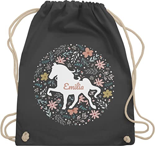 Turnbeutel Rucksack - Pferde - Pferd - Pferdemädchen - Unisize - Dunkelgrau - beutel kinder reit sachen für mädchen pferden name juterucksäcke kindergarten pferderucksäcke pferdemotiv horse