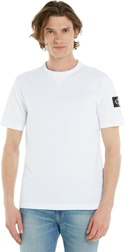 Calvin Klein Men’s Short Sleeve Regular T-Shirt with Logo Badge, White (Bright White), 3XL