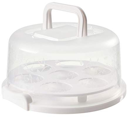 TOPINCN Copertura Porta Torta, Porta Cupcake Portatile con Coperchio e Manico (Bianco)