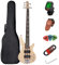 Bajo eléctrico 5 cuerdas de tamaño completo P bass kit para principiantes negro con bolsa de concierto, correa de guitarra y cable de guitarra (5s)…