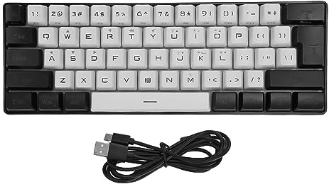 Vikye Wired Gaming Keyboard, 61 Keys RGB Backlit Mechanical Gaming Keyboard with Customizable Backlighting and Ergonomic Design for XP 7 8 10, OS X (White)