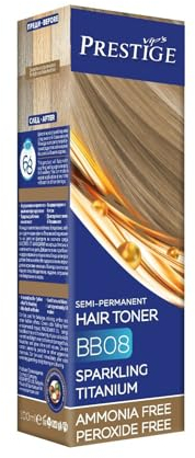 Vips Prestige | Tinte Pelo Semi Permanente y Toner Baño de Color Titanio Brillante 08 | tinte sin Amoniaco y Peróxido | Con Aceite de Oliva, de Macadamia y de Ricino | Cuida, hidrata y da brillo