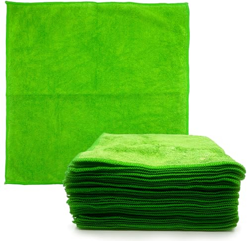 Microfiber Cleaning Cloth, Large Size 40x40cm, Super Absorbent Lint Free Microfibre Cloths Cleaning for Home, Kitchen, Surface, Mirrors, Bathrooms, Motorbike, Car (Green, 10)