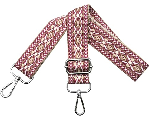 Verstellbarer Schultergurt für Taschen Damen Tragegurt, Taschengurte zum Wechseln, Taschengurt Breit 3.8cm mit Silber Karabiner, Schulterriemen für Schultertasche Handtaschen, Rose Weiß, N2