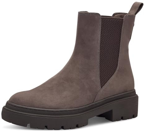 MARCO TOZZI Damen Chelsea Boots zum Schlupfen mit Plateau, Braun (Pepper), 41 EU