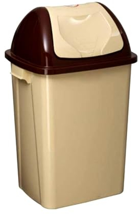 Best House Swing Bin 20 Litres For Home Garden Kitchen Office and Bathroom Rubbish Recycle Plastic Waste Bin, Trash Can Dustbin with Swing Lid (Cream, Pack of 1)
