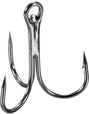 PATIKIL 1/0# Fishing Treble Hooks, 10Pcs 3X Strong Treble Fish Hook High Carbon Steel Fishing Hooks Round Bend Barbed for Freshwater Saltwater, Black