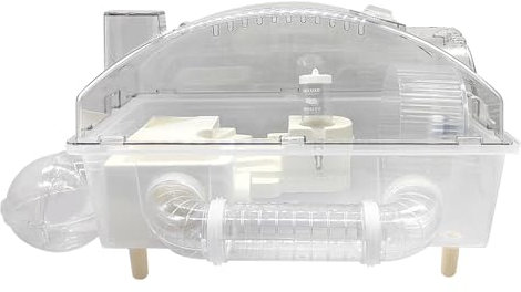 Tfwadmx Dwarf Hamster Cage,Acrylic Rat Cage,Hamster Home Small Animal Cages with Tube Exercise Wheel Mouse Habitat for Gerbils Mice 17.7”x11”x11.8”