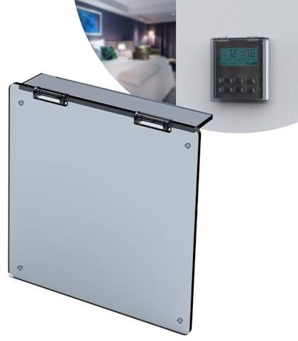 Pearwow Central AC Thermostat Cover Panel,4-3/4 AC Wired Controler Panel Protection Cover, Mistake Prevention Cover AC Switch Air Conditioner Acrylic,Transparent Black,1 Pack