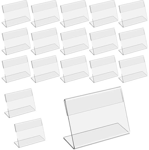 40 pièces Vertical Exposants Acrylique Transparent, Porte-étiquette de prix Supports en Forme de L pour afficher les Prix Porte des Prix pour les Bureaux, les Magasins Alimentaires, Boulangeries (6 x