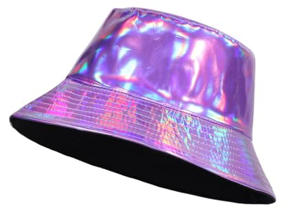 Eigso Uniex Hip Hop Party Metallic Eimer Hut für Frau Mann Frauen Vintage Mode Y2K Sommer Strand Sonne Hut für Frauen Männer