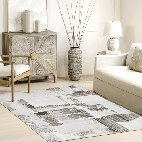 PONY DANCE Boho Teppich Wohnzimmer 200x300 cm Weicher und Flauschiger Kurzflor Teppich Waschbar in Waschmaschine für Schlafzimmer, Taupe
