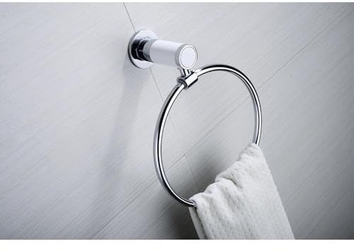 Qobobo Handtuchring Edelstahl 304 Handtuchhalterung Handtuchhalter Rund moderner Stil für Badezimmer Wohnzimmer Küche, Matt Chrom Badezimmer-Zubehör Bohren