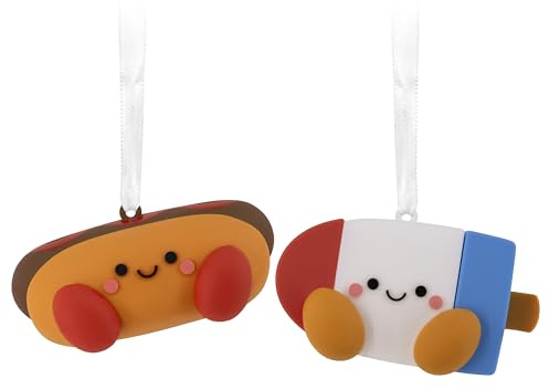 Hallmark Better Together Hot Dog and Freeze Pop Magnetische Weihnachtsschmuck, 2 Stück, Lebensmittelgeschenke