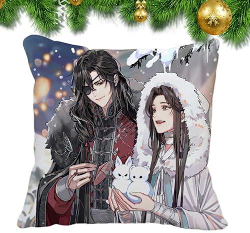 Bedrucktes Überwurfkissen, Anime-Wurfkissen für Couch, weiches dekoratives Kissen, 35 x 35 cm, Anime-Charakter, Stoffkissen, Sammlerstück für Animations-Fans, Heimbett, Couch-Dekoration