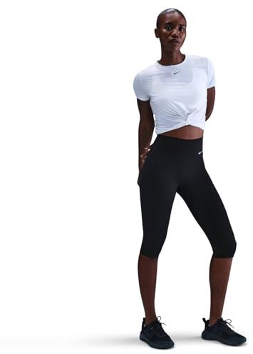 Nike Damen Df One Hr Capri Wt Leggings, Black/White, L
